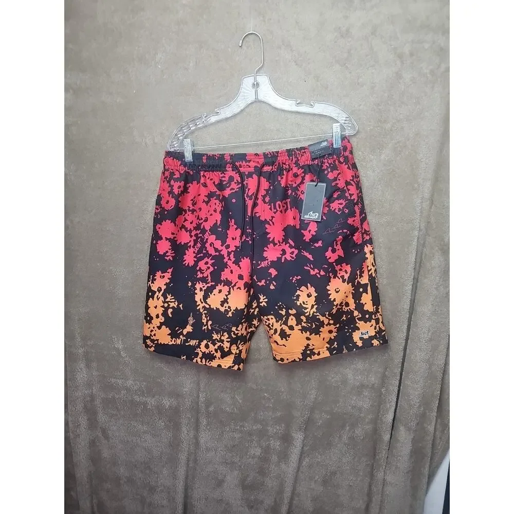 Lost Enterprises Board Shorts Mens Large Black Swim Trunks
